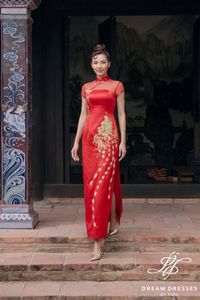 Red Chinese Qipao Wedding Dress (#ZHENYU) - Dream Dresses by P.M.N.