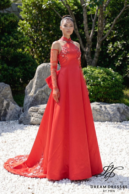 Red Modern Cheongsam Bridal Dress (#FANG)