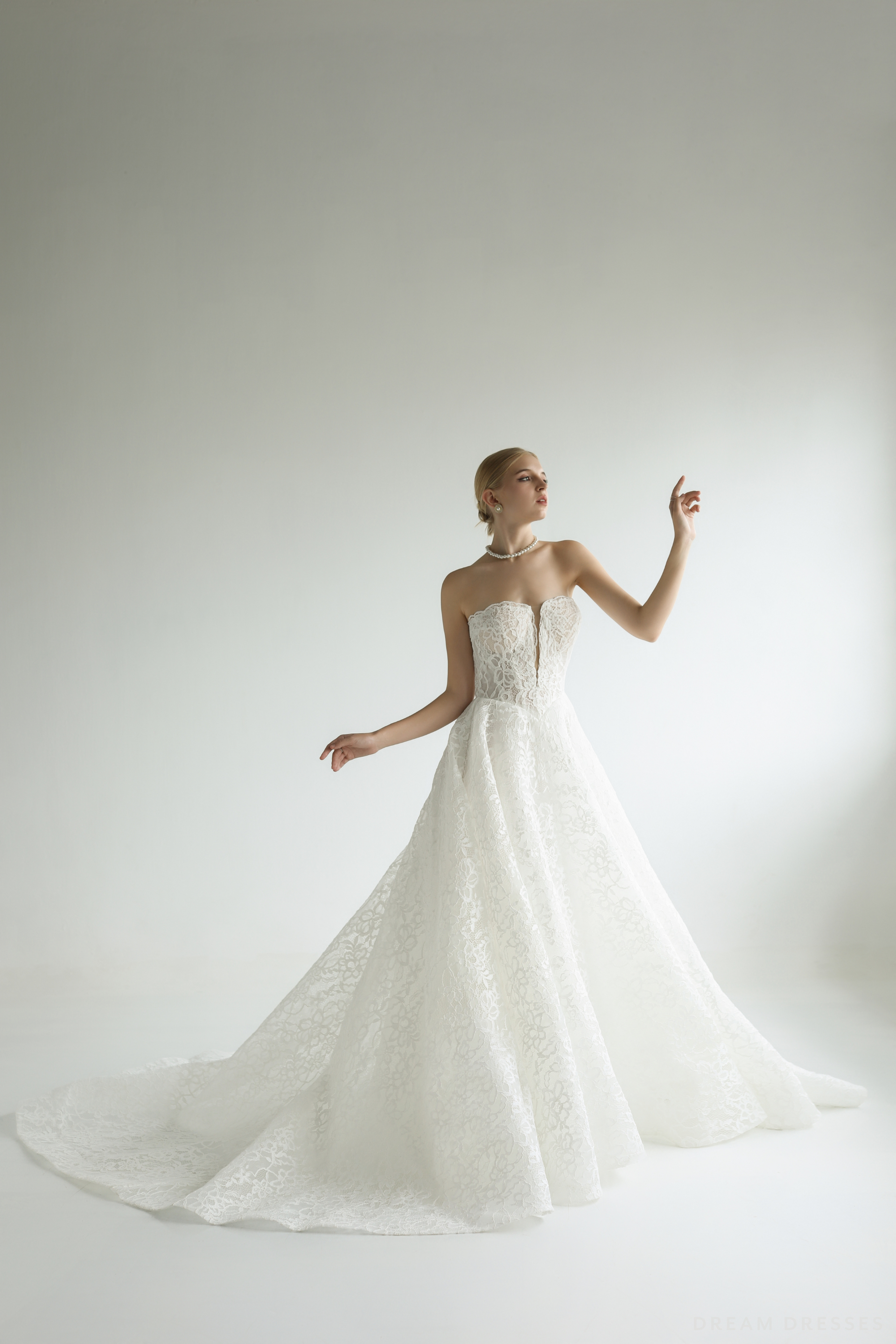 Strapless Lace Wedding Ball Gown (#ROSSELLA) - Dream Dresses by P.M.N.