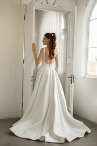 Satin Ball Gown Wedding Dress with High Slit  (#KHANHTIEN) - Dream Dresses by P.M.N.
