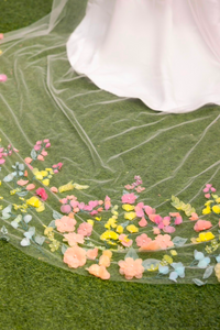 3D Flowers Cathedral Bridal Veil (#ROISIN) - Dream Dresses by P.M.N.