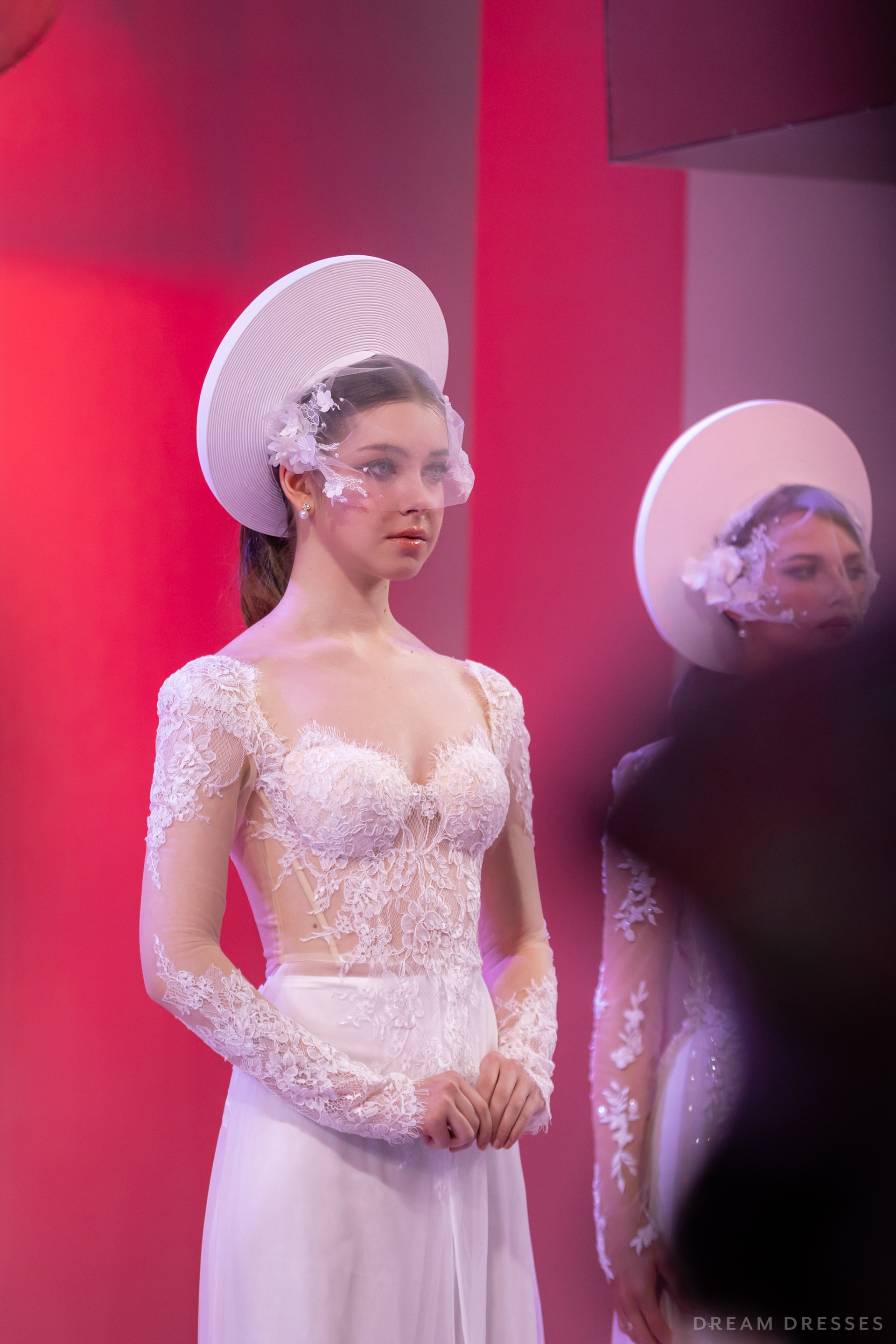 White Bridal Ao Dai | Modern Vietnamese Bridal Dress with French Lace (#HAN) - Dream Dresses by P.M.N.