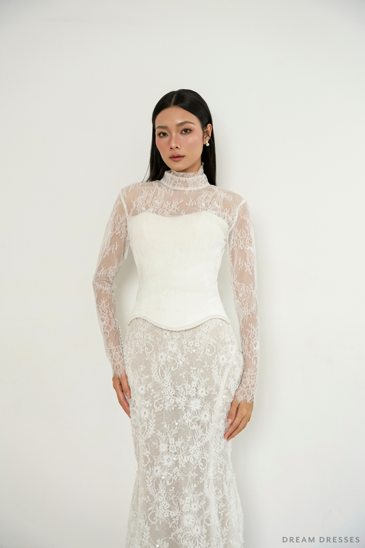 Chantilly Lace Bridal Dress Topper (#OPHELIA) - Dream Dresses by P.M.N.
