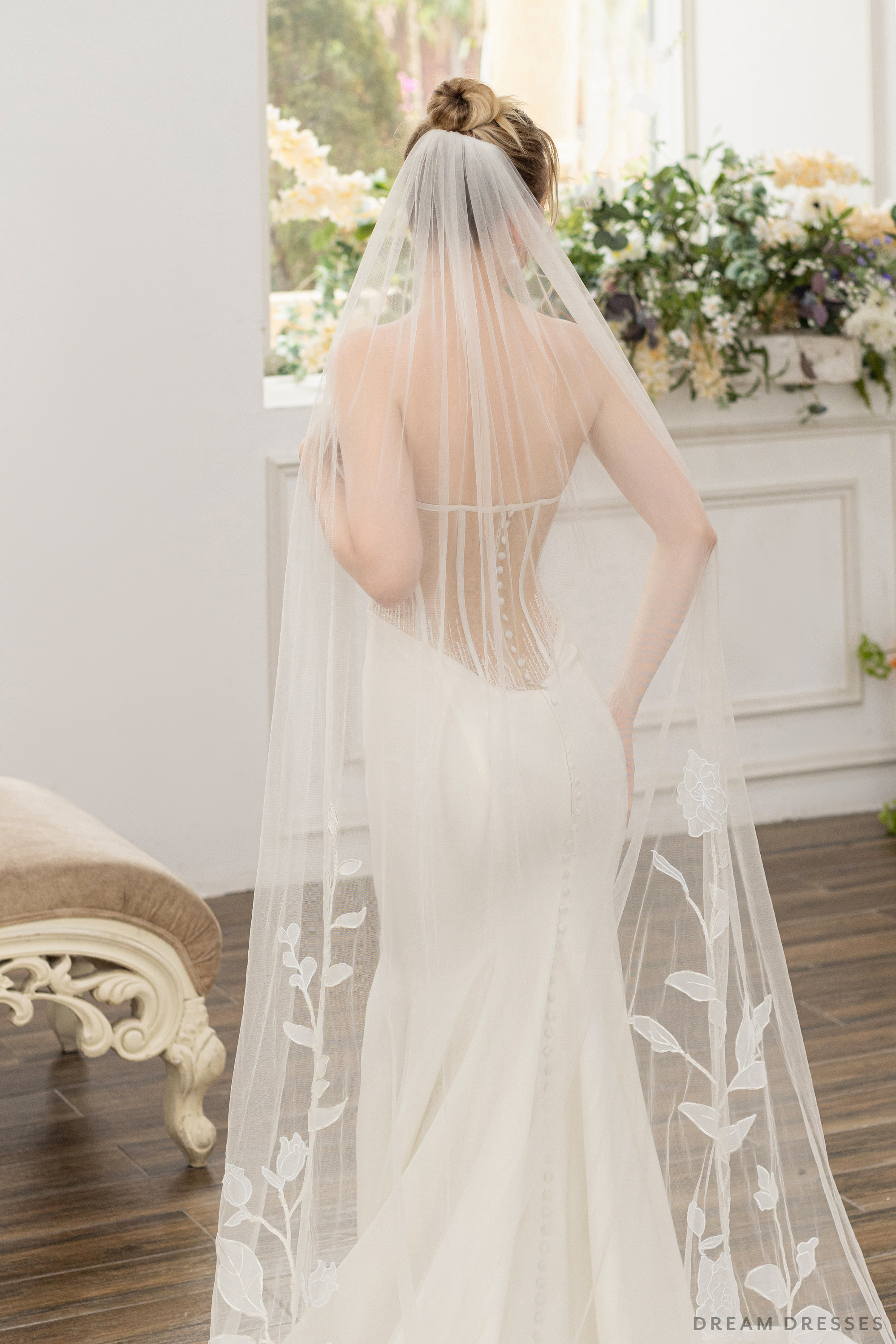 Floral Lace Wedding Veil (#AMABELLA)