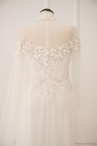 Ao Dai Detachable Cape | Traditional Vietnamese Bridal Detachable Cape (#DIANA) - Dream Dresses by P.M.N.