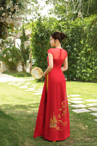Red Bridal Ao Dai | Vietnamese Modern Bridal Dress (#AZALEA) - Dream Dresses by P.M.N.
