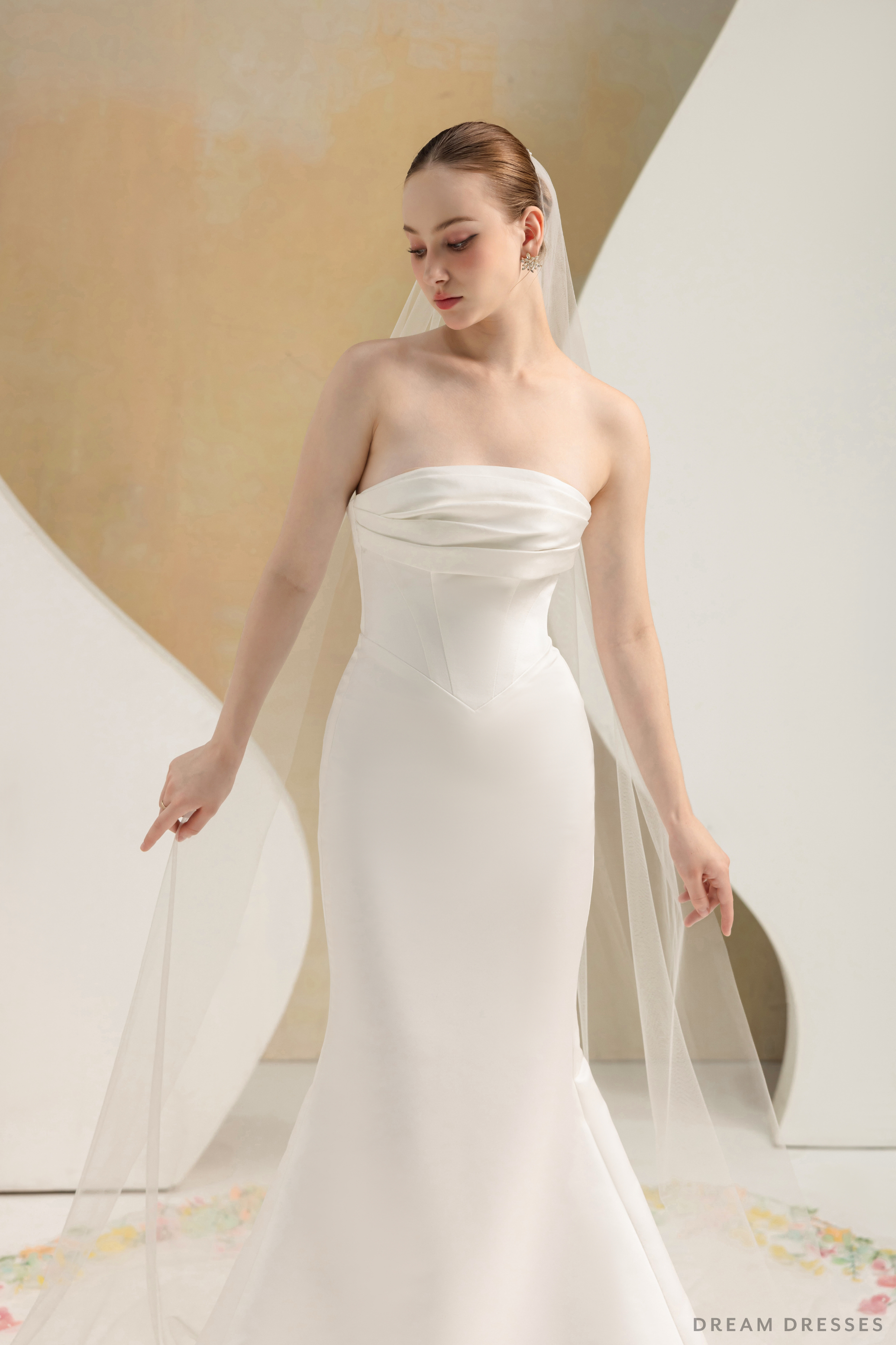 3D Flowers Cathedral Bridal Veil (#ROISIN) - Dream Dresses by P.M.N.