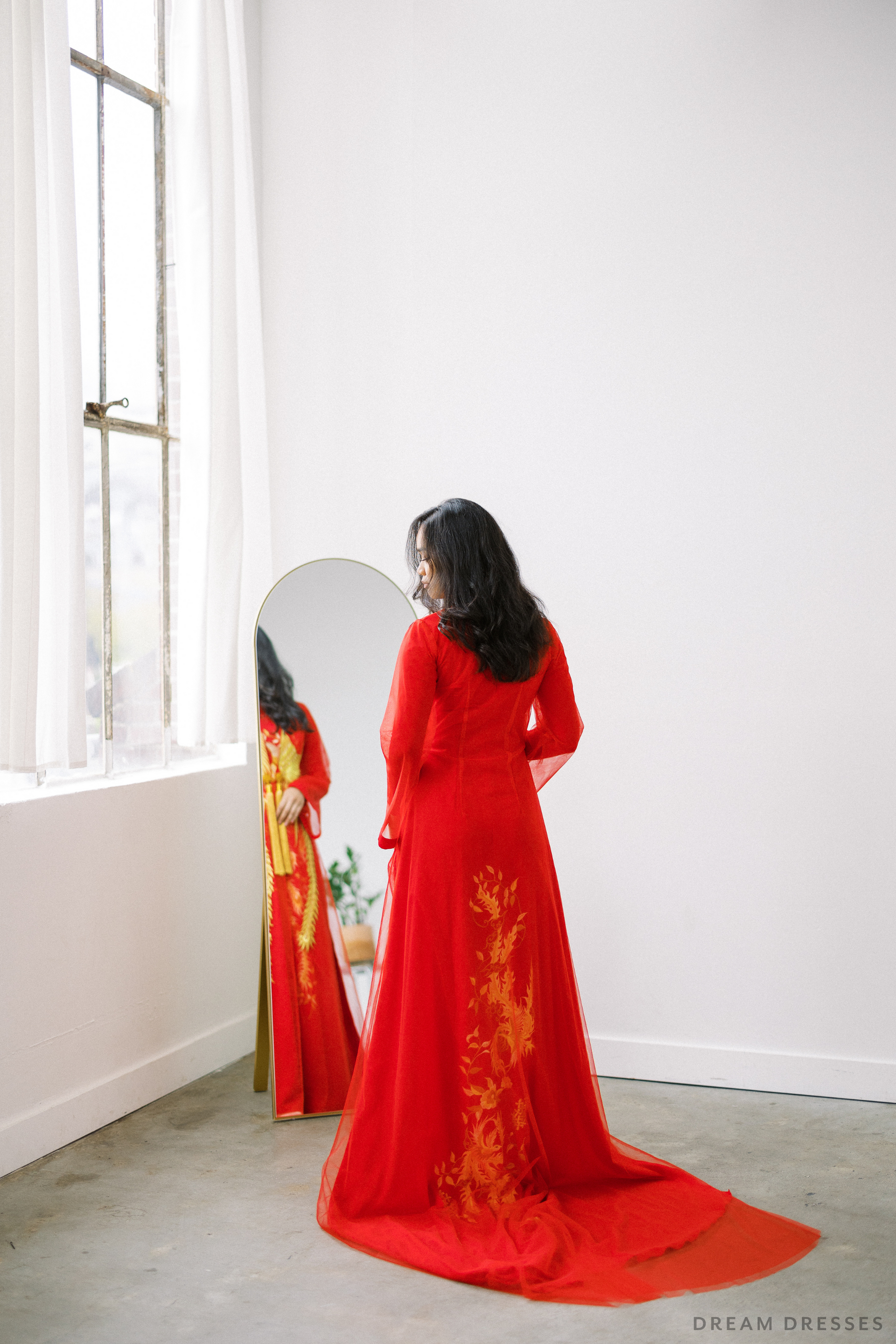 Red and Gold Ao Dai OverCoat | Traditional Vietnamese Bridal OverCoat  (#MYPHUONG) - Dream Dresses by P.M.N.