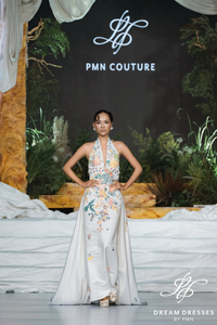 Asian-inspired Wedding Dress with Embroidery (#QIONG)