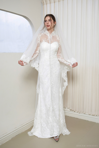 2-Tier Chantilly Lace Wedding Veil (#INNA) - Dream Dresses by P.M.N.