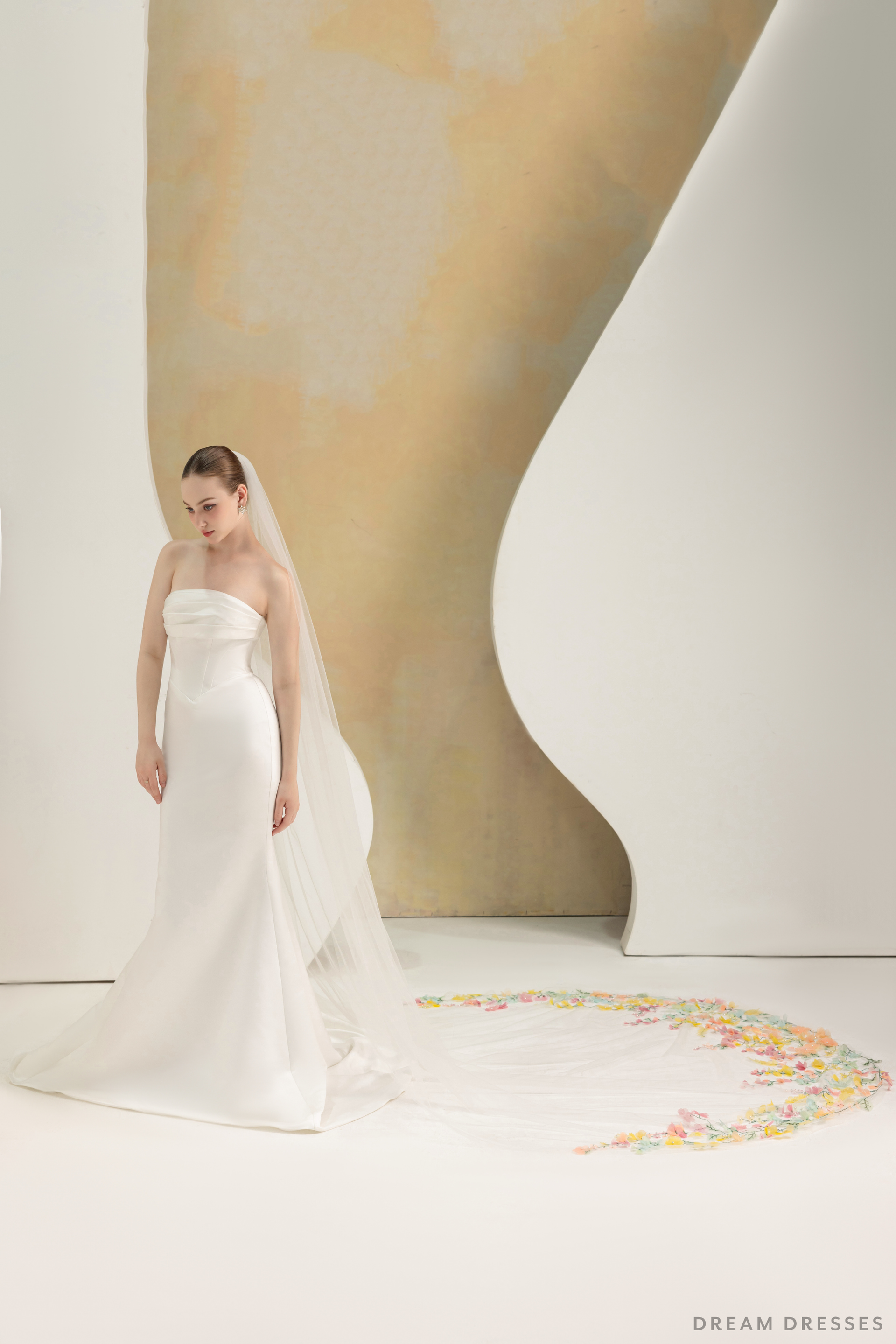 3D Flowers Cathedral Bridal Veil (#ROISIN) - Dream Dresses by P.M.N.