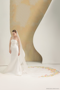 3D Flowers Cathedral Bridal Veil (#ROISIN) - Dream Dresses by P.M.N.
