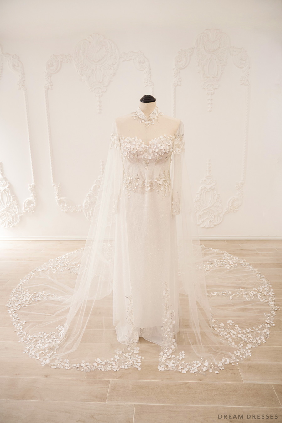 Ao Dai Detachable Cape | Traditional Vietnamese Bridal Detachable Cape (#DIANA) - Dream Dresses by P.M.N.