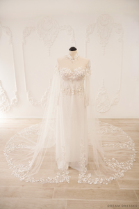 White Bridal Ao Dai | Vietnamese Traditional Bridal Dress with 3D Lace (#JANG) - Dream Dresses by P.M.N.