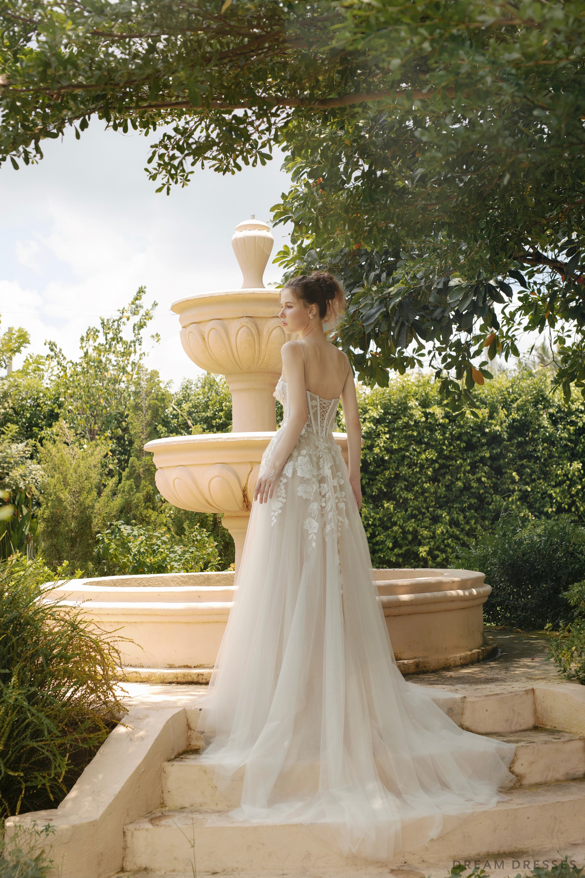 Ball Grown Wedding Dress with Floral Lace (#ANGELITA) - Dream Dresses by P.M.N.