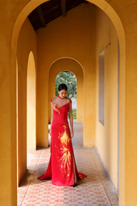 Red Bridal Cheongsam | Red Qipao Bridal Gown with Phoenix Lace  (#LANIE) - Dream Dresses by P.M.N.