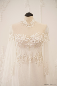 Ao Dai Detachable Cape | Traditional Vietnamese Bridal Detachable Cape (#DIANA) - Dream Dresses by P.M.N.