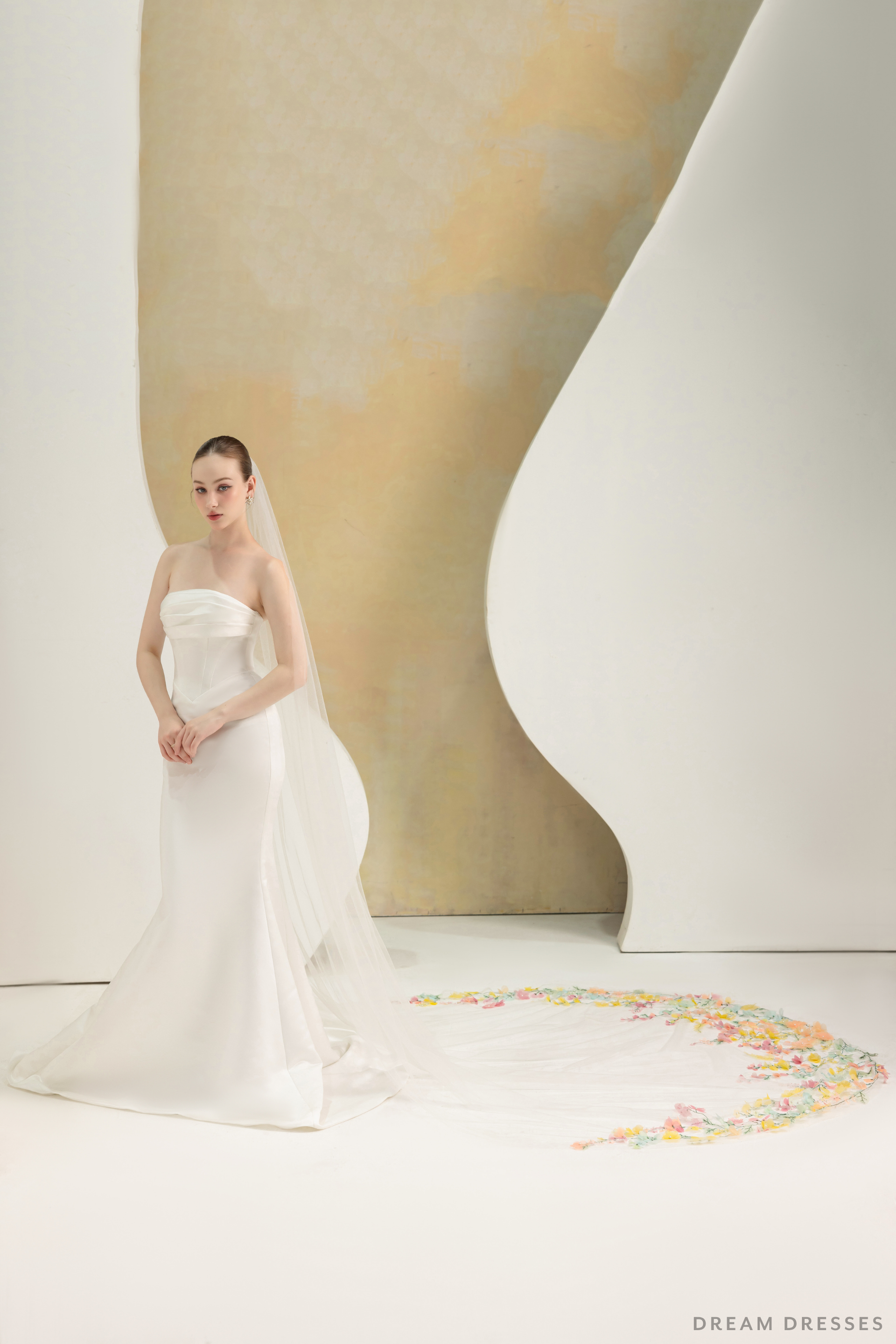 3D Flowers Cathedral Bridal Veil (#ROISIN) - Dream Dresses by P.M.N.