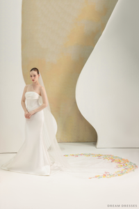 3D Flowers Cathedral Bridal Veil (#ROISIN) - Dream Dresses by P.M.N.