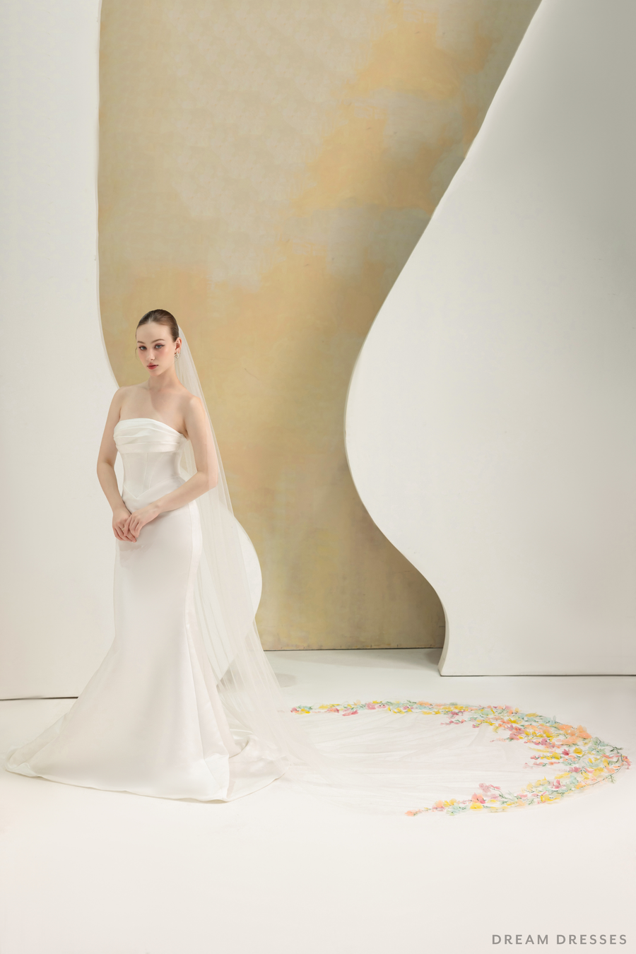 3D Flowers Cathedral Bridal Veil (#ROISIN) - Dream Dresses by P.M.N.