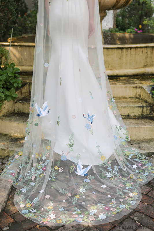 3D Flowers Chapel Veil  (#AVERY) - Dream Dresses by P.M.N.