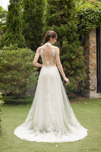 White Ao Dai | Modern Vietnamese Bridal Dress with Couture Lace (#KINA) - Dream Dresses by P.M.N.