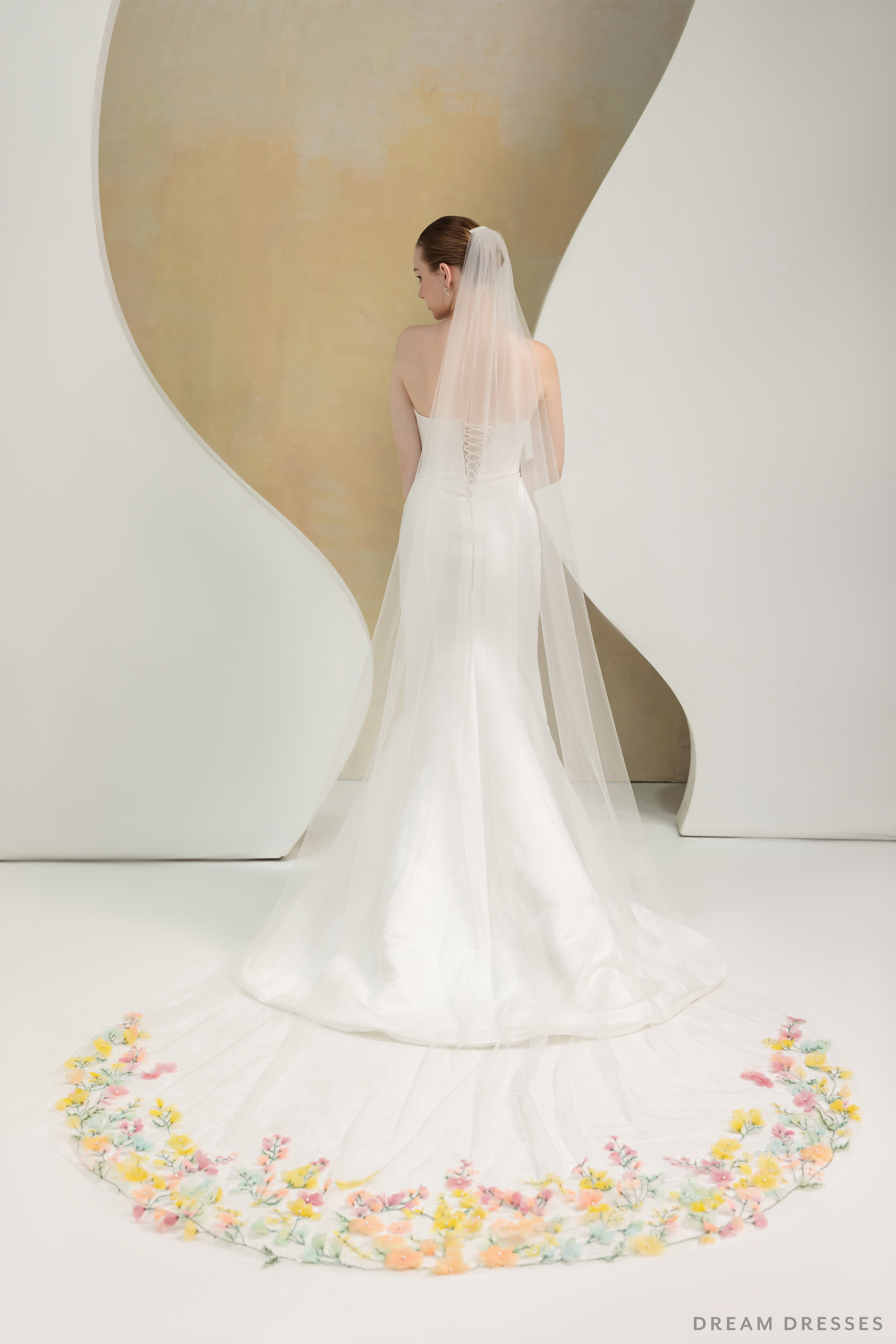 3D Flowers Cathedral Bridal Veil (#ROISIN) - Dream Dresses by P.M.N.