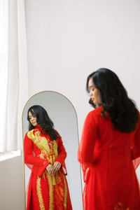 Red and Gold Ao Dai OverCoat | Traditional Vietnamese Bridal OverCoat  (#MYPHUONG) - Dream Dresses by P.M.N.
