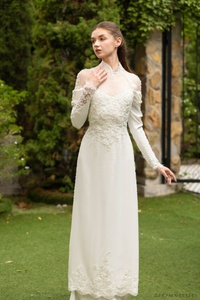 White Silk Ao Dai | Modern Vietnamese Bridal Dress (#ALLY) - Dream Dresses by P.M.N.