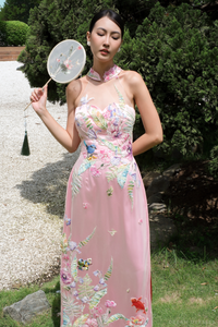 Pink Bridal Embroidery Ao Dai | Modern Vietnamese Bridal Dress (#CELESTYA) - Dream Dresses by P.M.N.