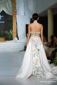 Asian-inspired Wedding Dress with Embroidery (#QIONG)