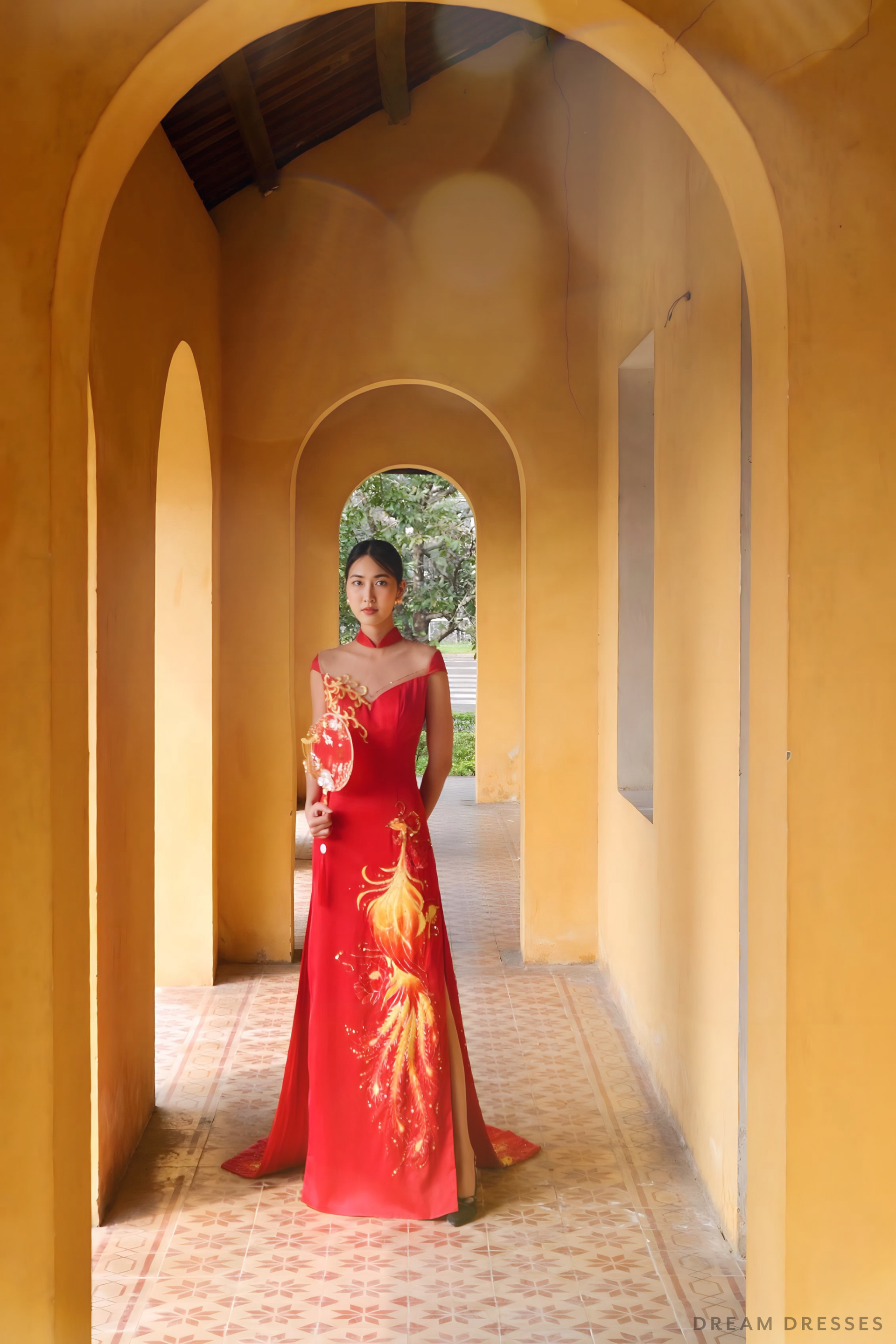 Red Bridal Cheongsam | Red Qipao Bridal Gown with Phoenix Lace  (#LANIE) - Dream Dresses by P.M.N.