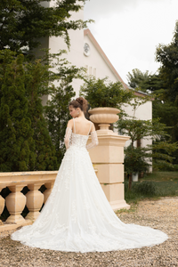 Ball Grown Wedding Dress with Detachable Sleeves (#NADIEN) - Dream Dresses by P.M.N.