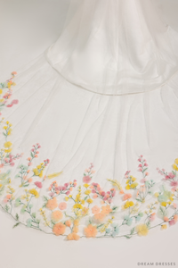 3D Flowers Cathedral Bridal Veil (#ROISIN) - Dream Dresses by P.M.N.