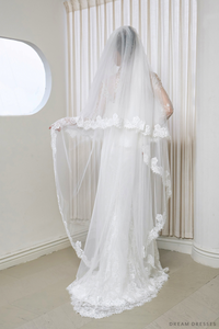 2-Tier Chantilly Lace Wedding Veil (#INNA) - Dream Dresses by P.M.N.