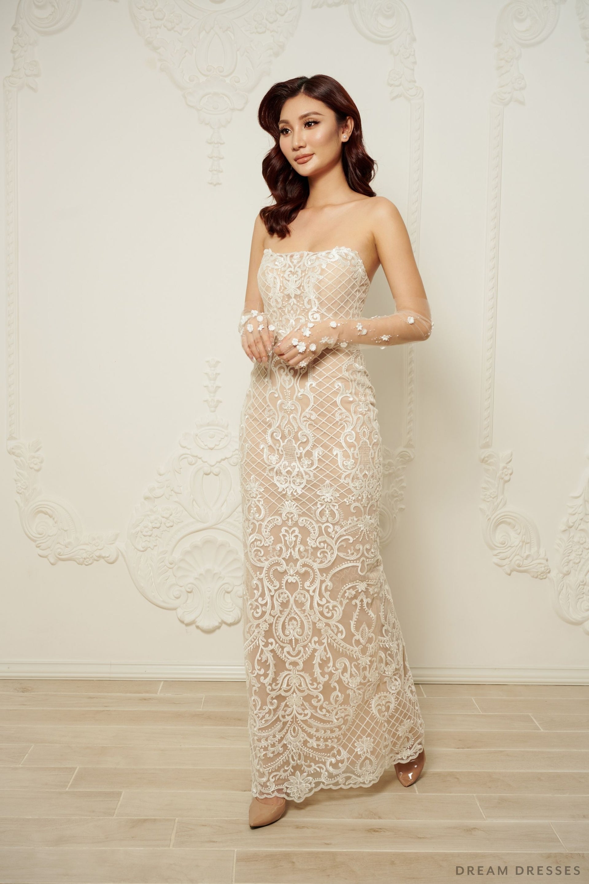 Lace Sheath Wedding Dress (#ARINA) - Dream Dresses by P.M.N.