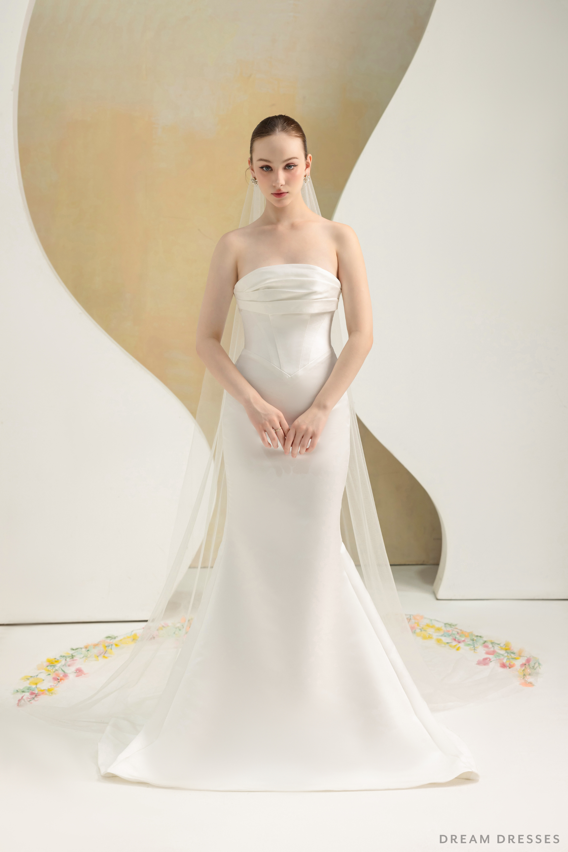 3D Flowers Cathedral Bridal Veil (#ROISIN) - Dream Dresses by P.M.N.