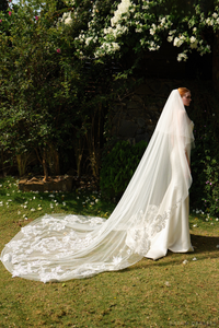 Cathedral Length Wedding Veil with Blushe (#SARA) - Dream Dresses by P.M.N.