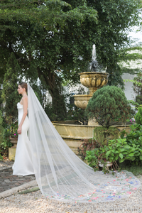 Romantic Floral Embroidered Cathedral Veil (#HANANE) - Dream Dresses by P.M.N.