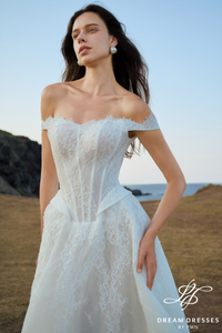 Strapless Lace Wedding Ball Gown (#MARIS)