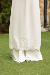 White Silk Ao Dai | Modern Vietnamese Bridal Dress (#ALLY) - Dream Dresses by P.M.N.