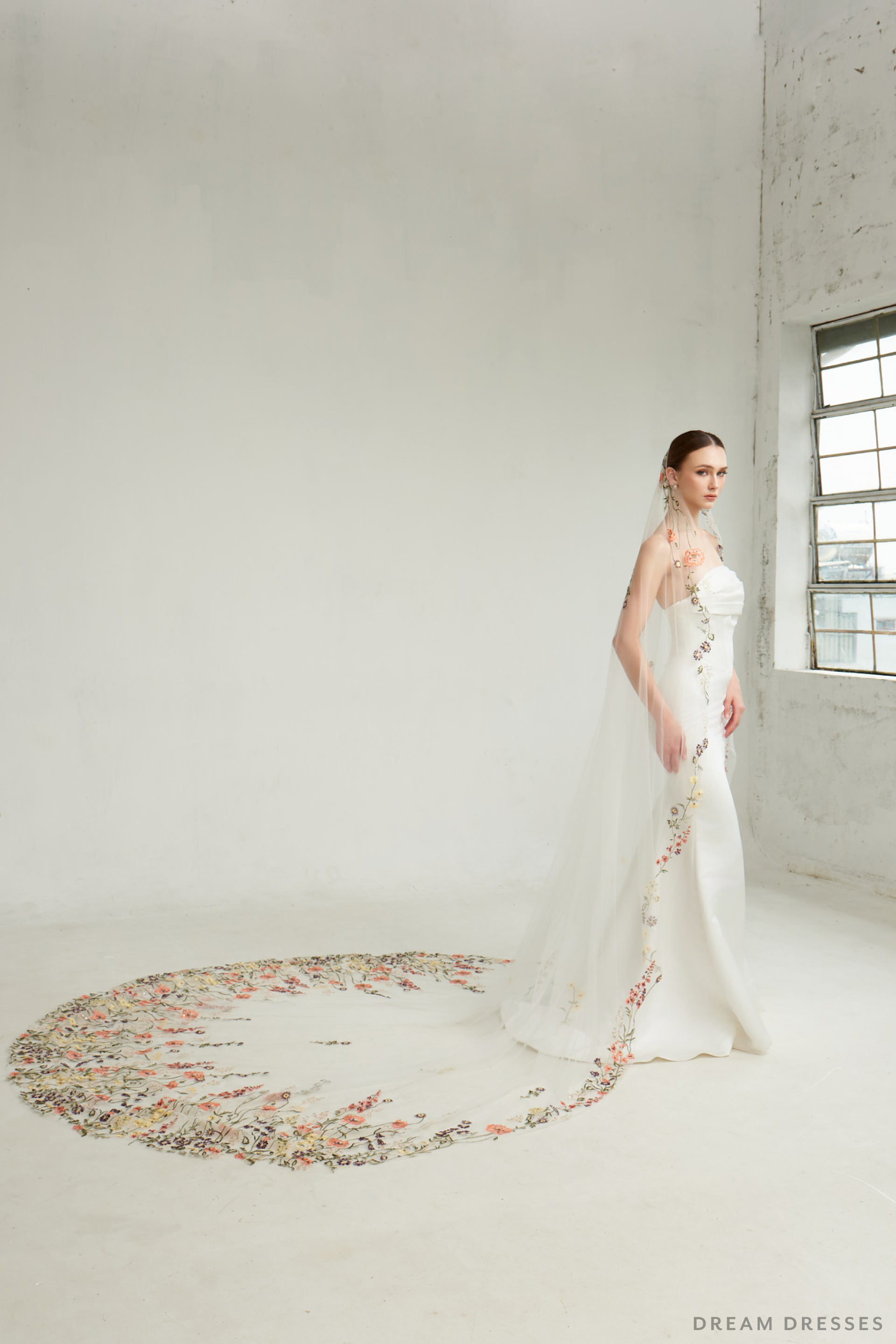 Floral Embroidered Cathedral Veil (#IRINA) - Dream Dresses by P.M.N.
