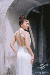 Light Ivory Modern Cheongsam Bridal Dress (#NIAN) - Dream Dresses by P.M.N.