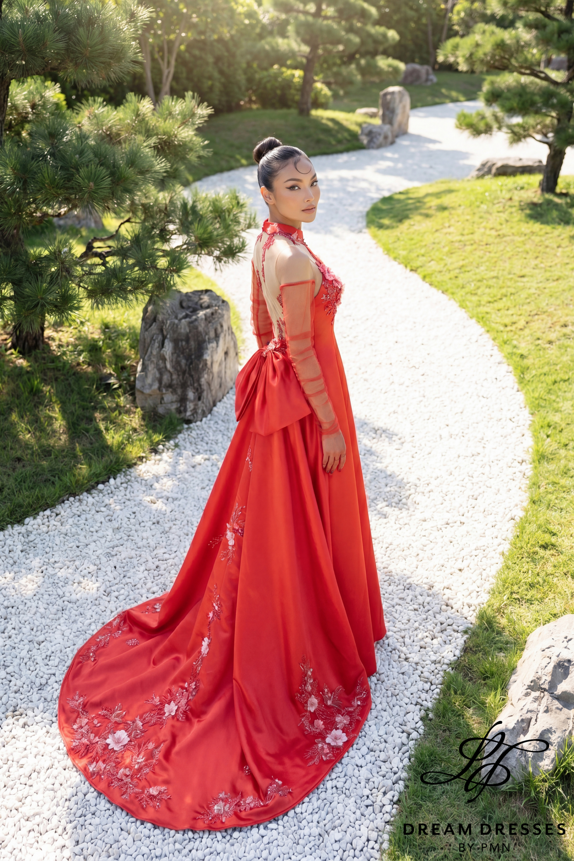 Red Modern Cheongsam Bridal Dress (#FANG)