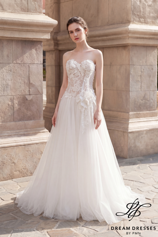 Drop Waist Lace Wedding Dress (#ATELIER) - Dream Dresses by P.M.N.