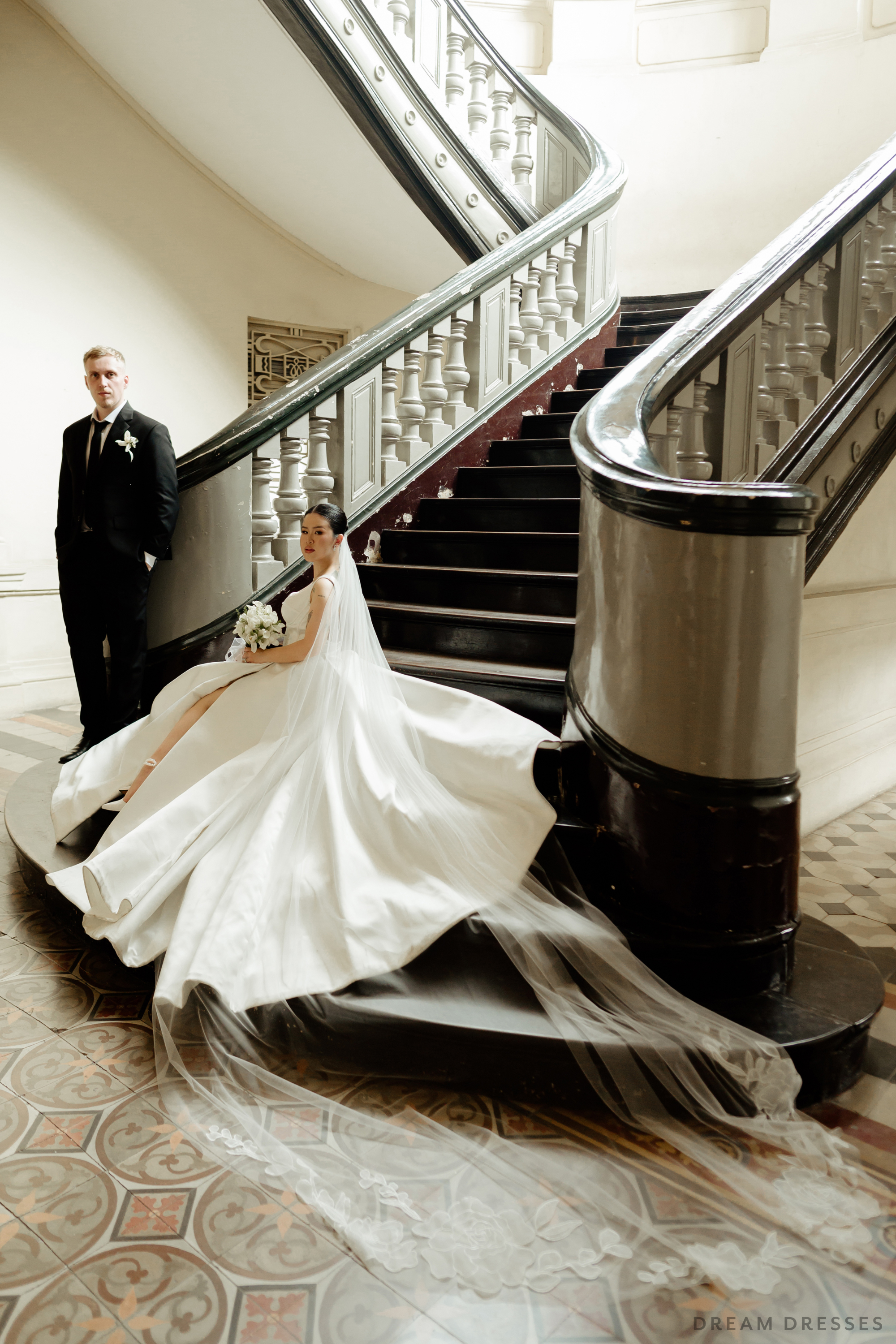 Ball Gown Wedding Dress with High Slit  (#KHANHTIEN)