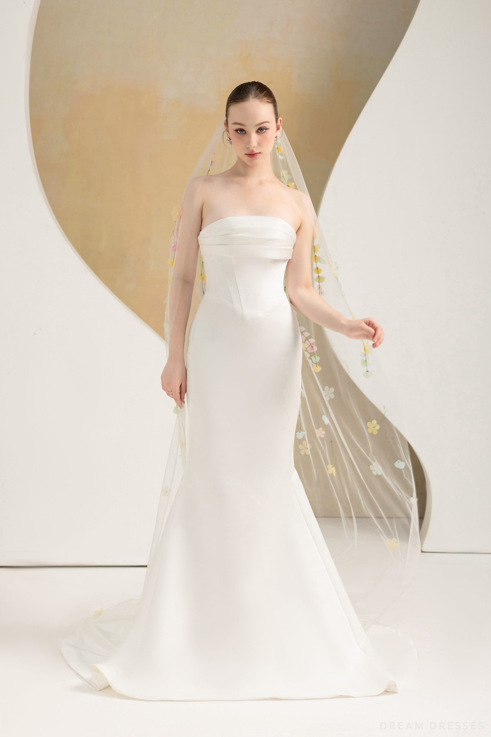 Chapel Veil with 3D Flowers (#MALENA) - Dream Dresses by P.M.N.