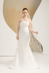 Chapel Veil with 3D Flowers (#MALENA) - Dream Dresses by P.M.N.