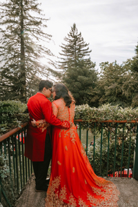 Red Bridal Ao Dai | Vietnamese Modern Bridal Dress with Phoenix Embroidery (#LYS) - Dream Dresses by P.M.N.