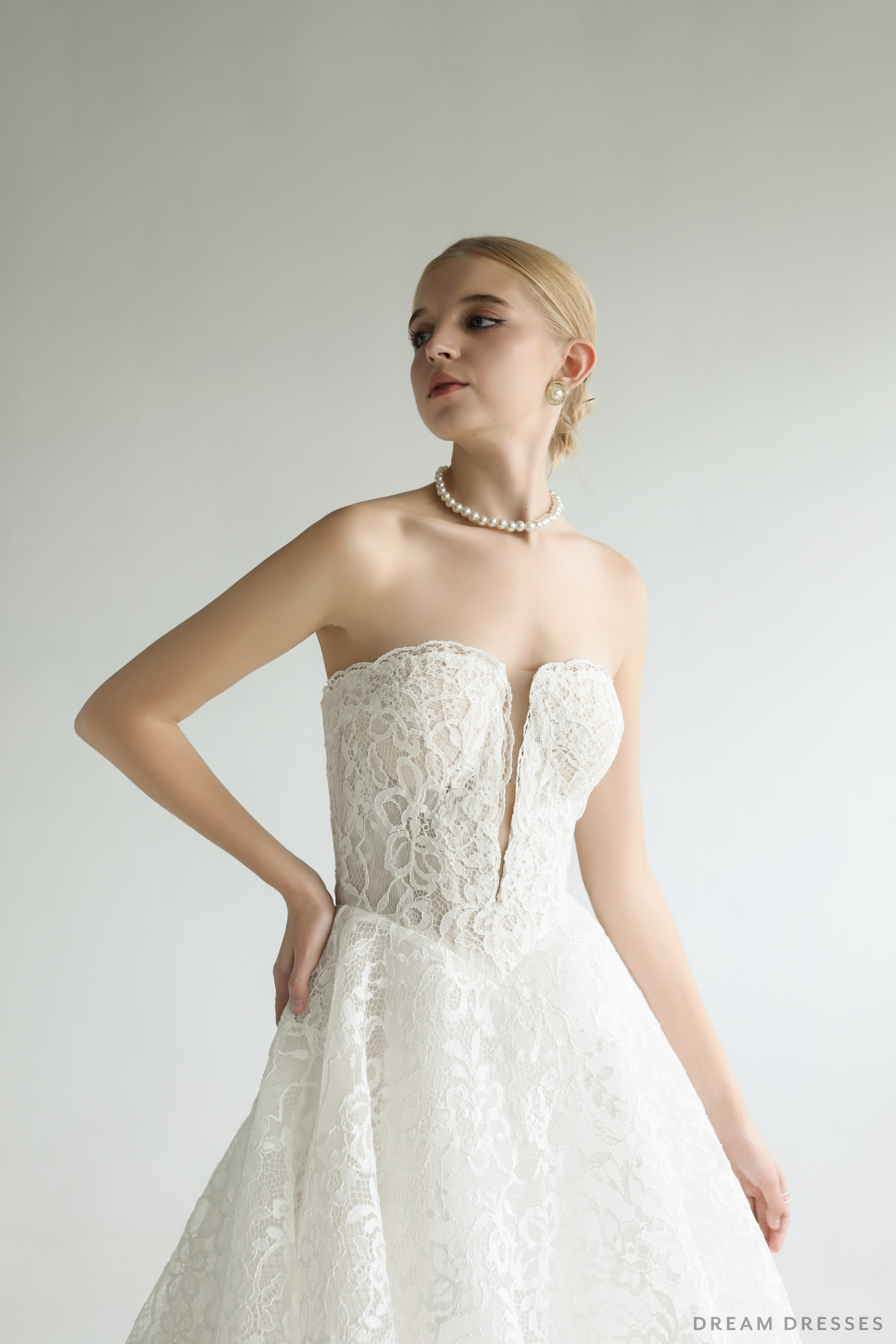 Strapless Lace Wedding Ball Gown (#ROSSELLA) - Dream Dresses by P.M.N.